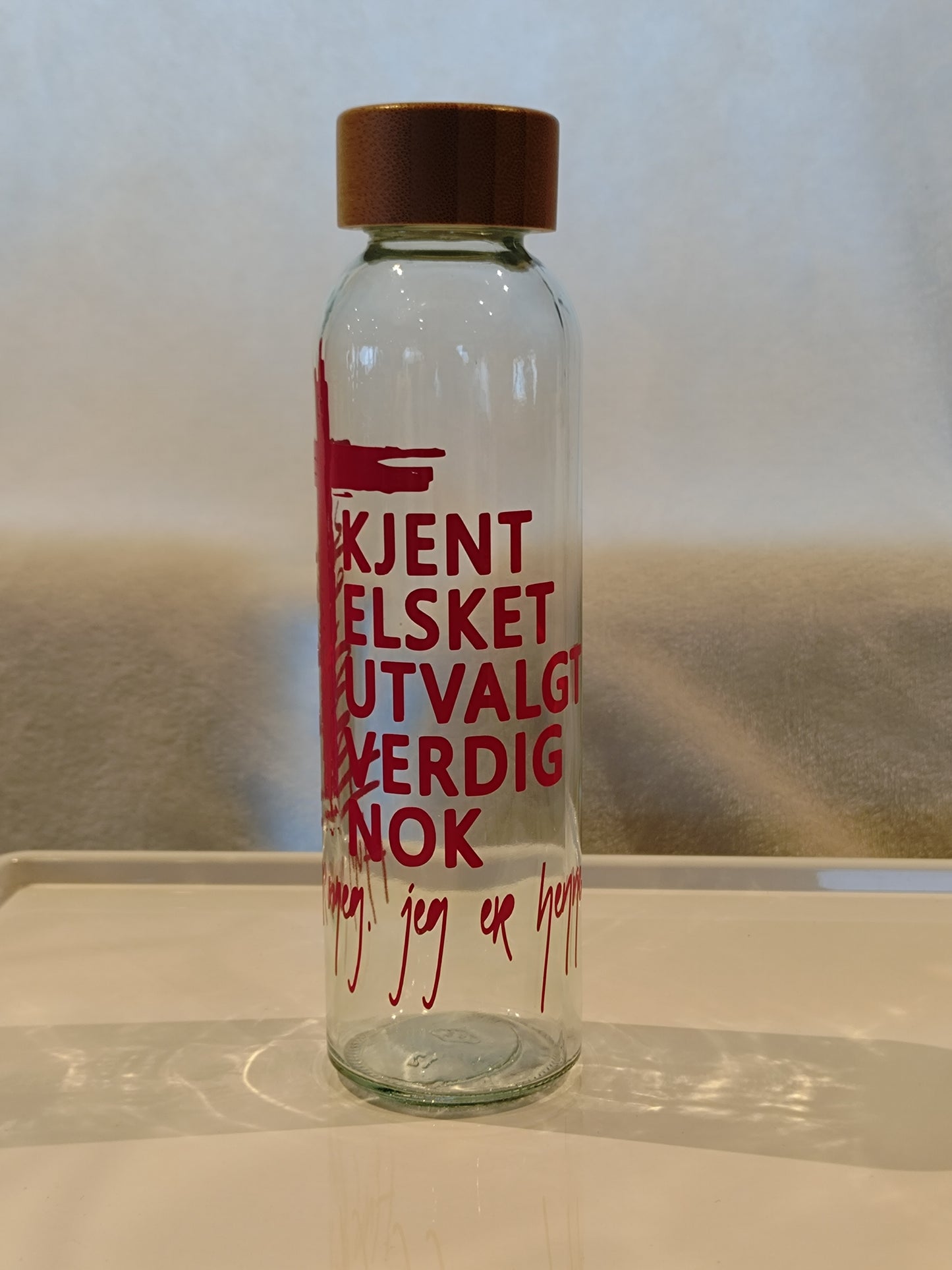 Drikkeflaske av glass med bambuslokk 500ml