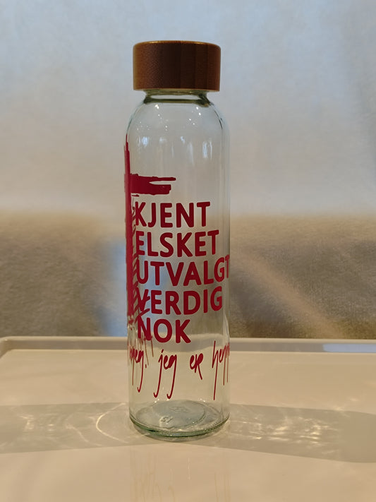 Drikkeflaske av glass med bambuslokk 500ml