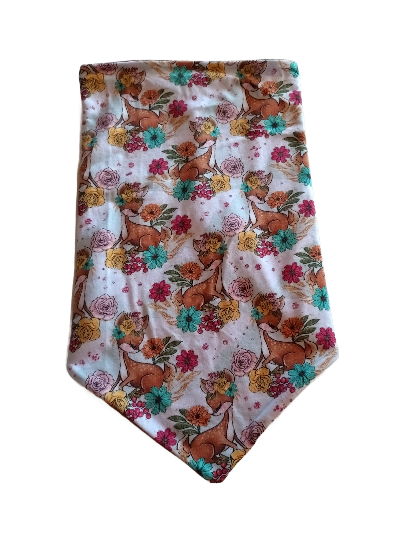 Rådyr-halsbuff med vinrødt fleecefor. Størrelse 146-158 (11-13år).