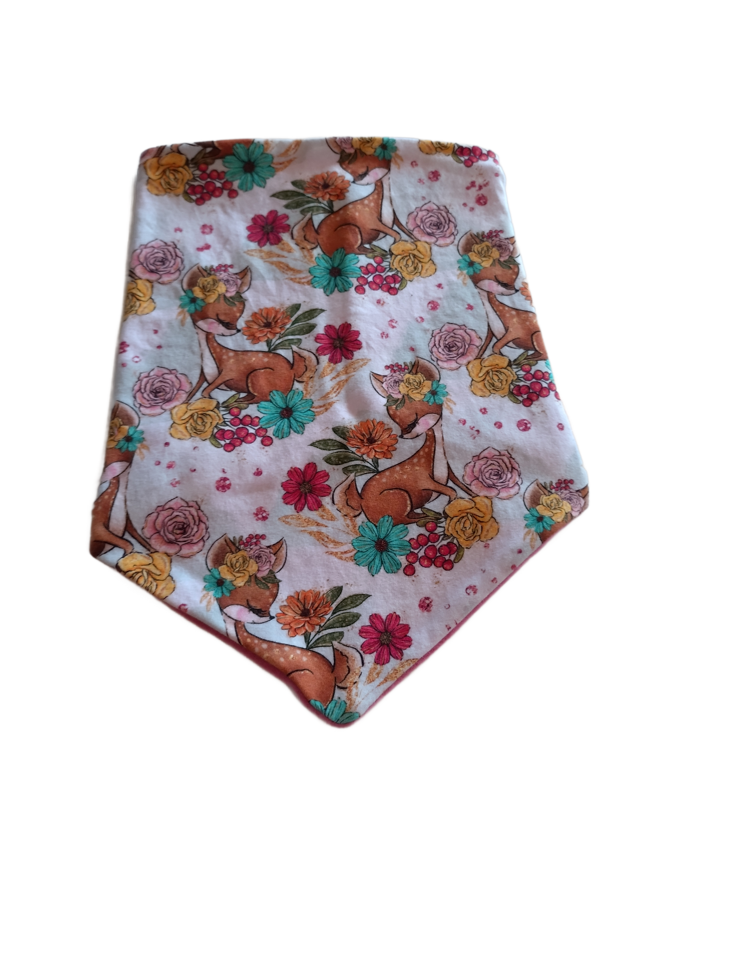 Rådyr-halsbuff med rosa fleecefor. Størrelse 80-98 (9mnd-3 år).